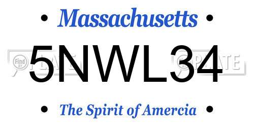 5NWL34 Massachusetts License Plate