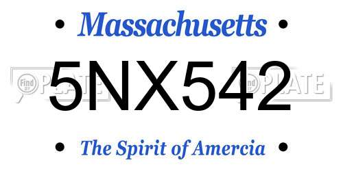 5NX542 Massachusetts License Plate