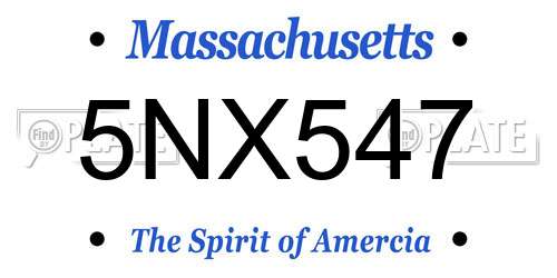 5NX547 Massachusetts License Plate