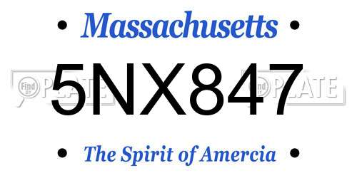 5NX847 Massachusetts License Plate