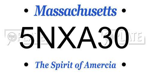 5NXA30 Massachusetts License Plate