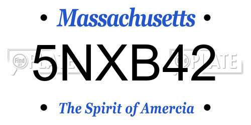 5NXB42 Massachusetts License Plate