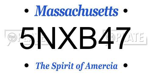 5NXB47 Massachusetts License Plate