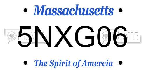 5NXG06 Massachusetts License Plate
