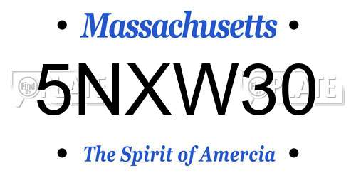 5NXW30 Massachusetts License Plate