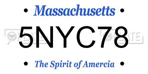 5NYC78 Massachusetts License Plate