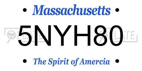 5NYH80 Massachusetts License Plate