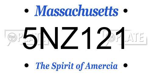 5NZ121 Massachusetts License Plate