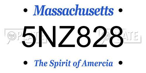 5NZ828 Massachusetts License Plate