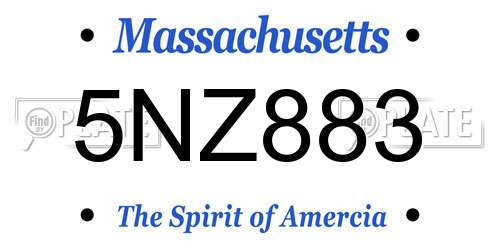 5NZ883 Massachusetts License Plate