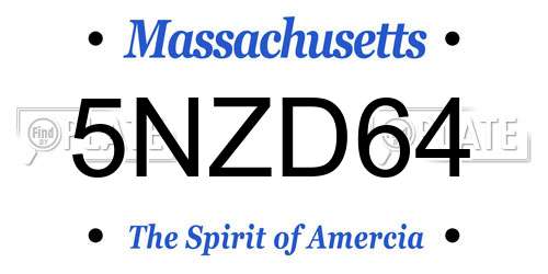 5NZD64 Massachusetts License Plate
