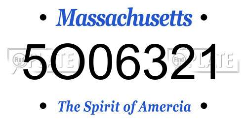 5O06321 Massachusetts License Plate