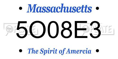 5O08E3 Massachusetts License Plate