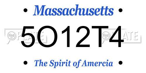 5O12T4 Massachusetts License Plate