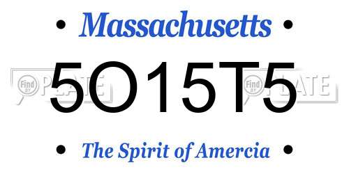 5O15T5 Massachusetts License Plate