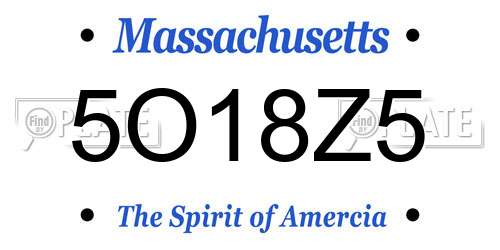 5O18Z5 Massachusetts License Plate
