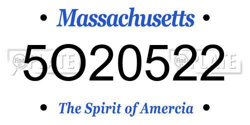 5O20522 Massachusetts License Plate