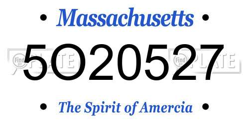 5O20527 Massachusetts License Plate