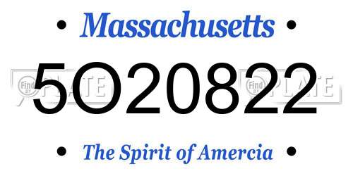 5O20822 Massachusetts License Plate