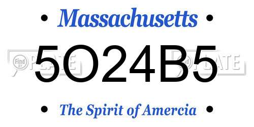 5O24B5 Massachusetts License Plate