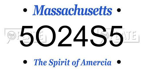 5O24S5 Massachusetts License Plate
