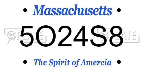 5O24S8 Massachusetts License Plate