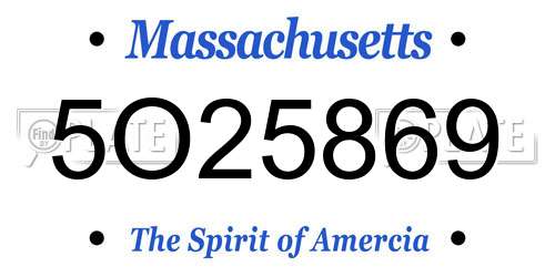 5O25869 Massachusetts License Plate