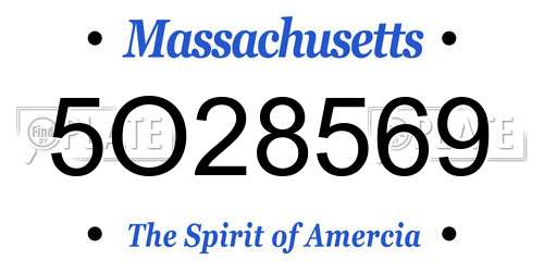 5O28569 Massachusetts License Plate