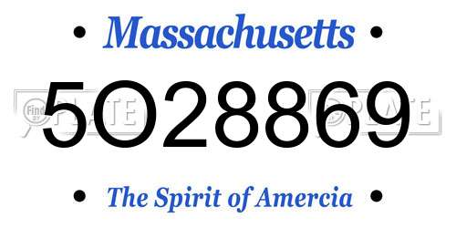 5O28869 Massachusetts License Plate