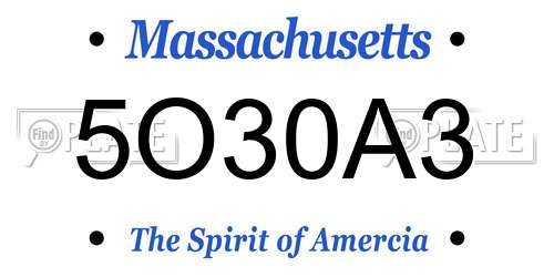 5O30A3 Massachusetts License Plate