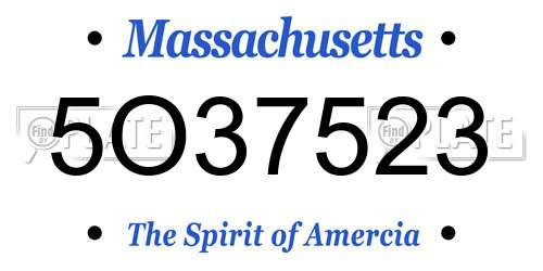 5O37523 Massachusetts License Plate