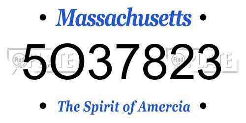 5O37823 Massachusetts License Plate