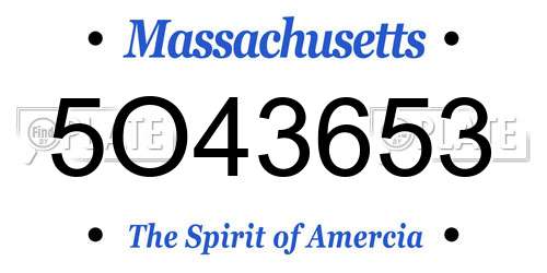 5O43653 Massachusetts License Plate