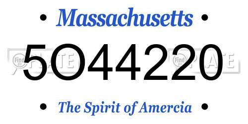 5O44220 Massachusetts License Plate