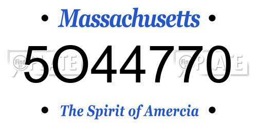 5O44770 Massachusetts License Plate