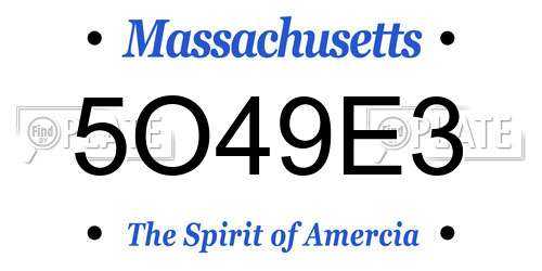 5O49E3 Massachusetts License Plate