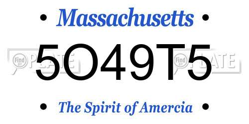 5O49T5 Massachusetts License Plate