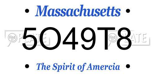 5O49T8 Massachusetts License Plate