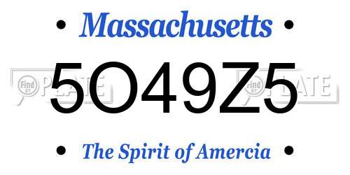 5O49Z5 Massachusetts License Plate