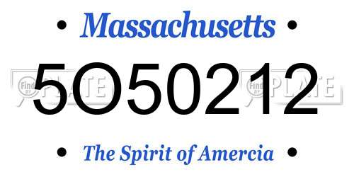 5O50212 Massachusetts License Plate