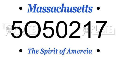 5O50217 Massachusetts License Plate
