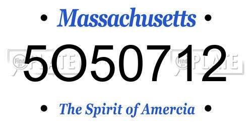 5O50712 Massachusetts License Plate