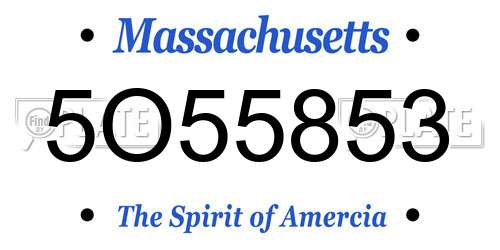 5O55853 Massachusetts License Plate