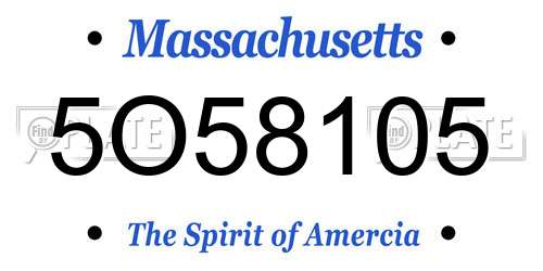 5O58105 Massachusetts License Plate