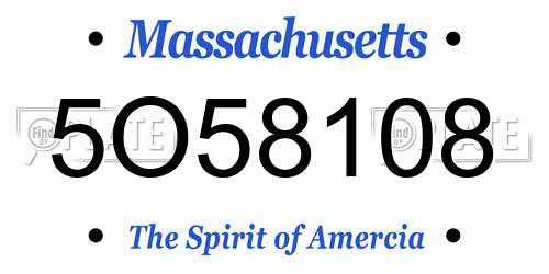 5O58108 Massachusetts License Plate