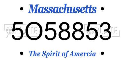5O58853 Massachusetts License Plate