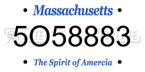5O58883 Massachusetts License Plate