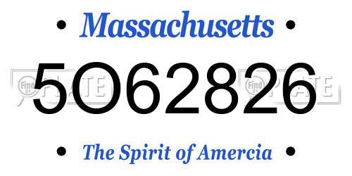 5O62826 Massachusetts License Plate
