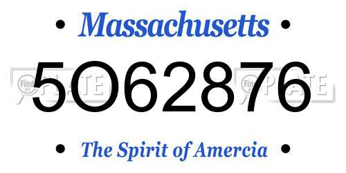 5O62876 Massachusetts License Plate