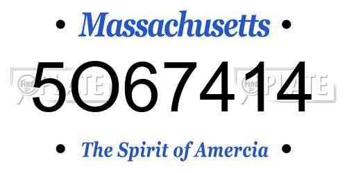 5O67414 Massachusetts License Plate